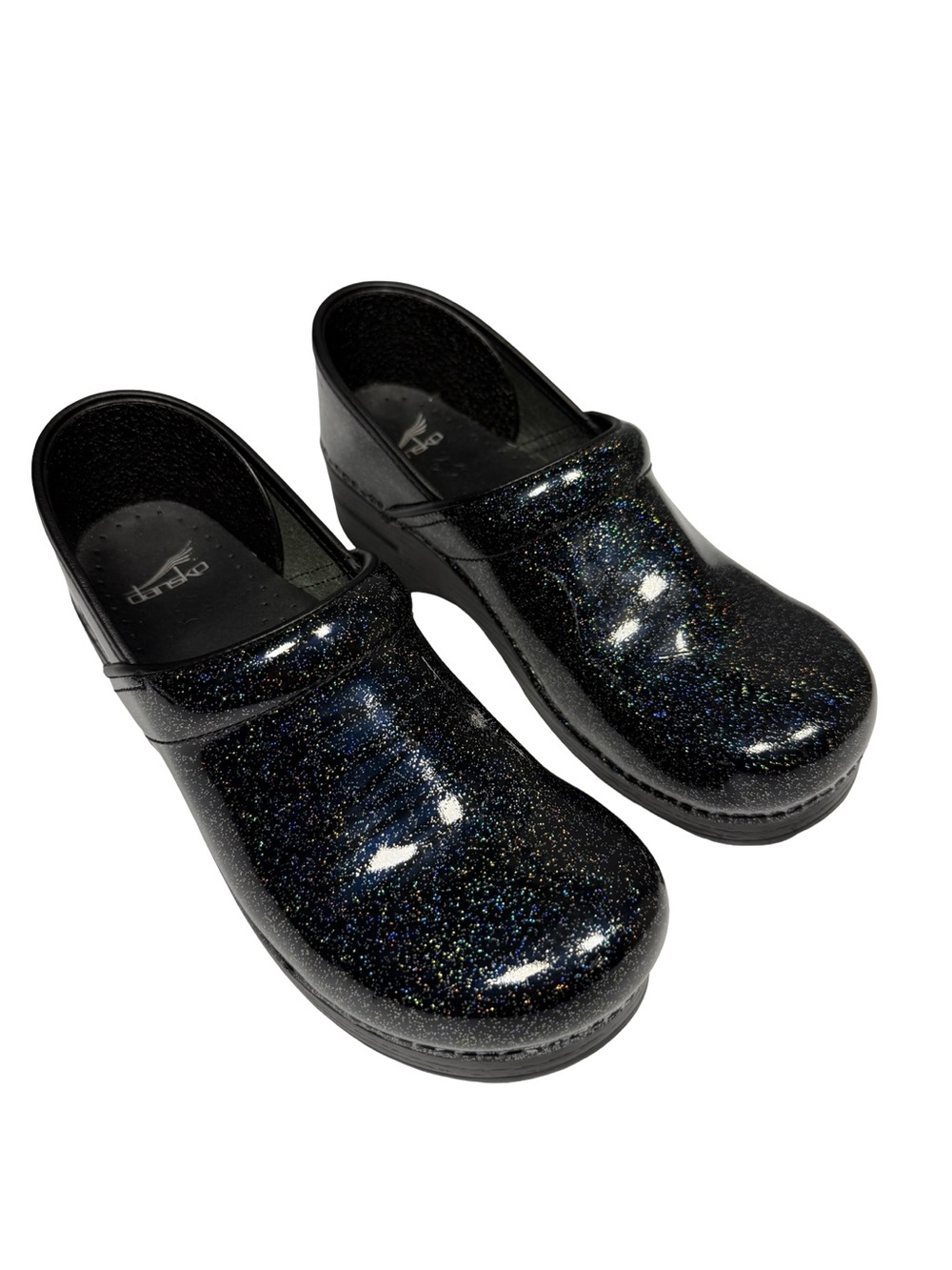 Dansko Womens EU 41 US 11 Rainbow Flecks Patent Leather Slip Resistant Clogs